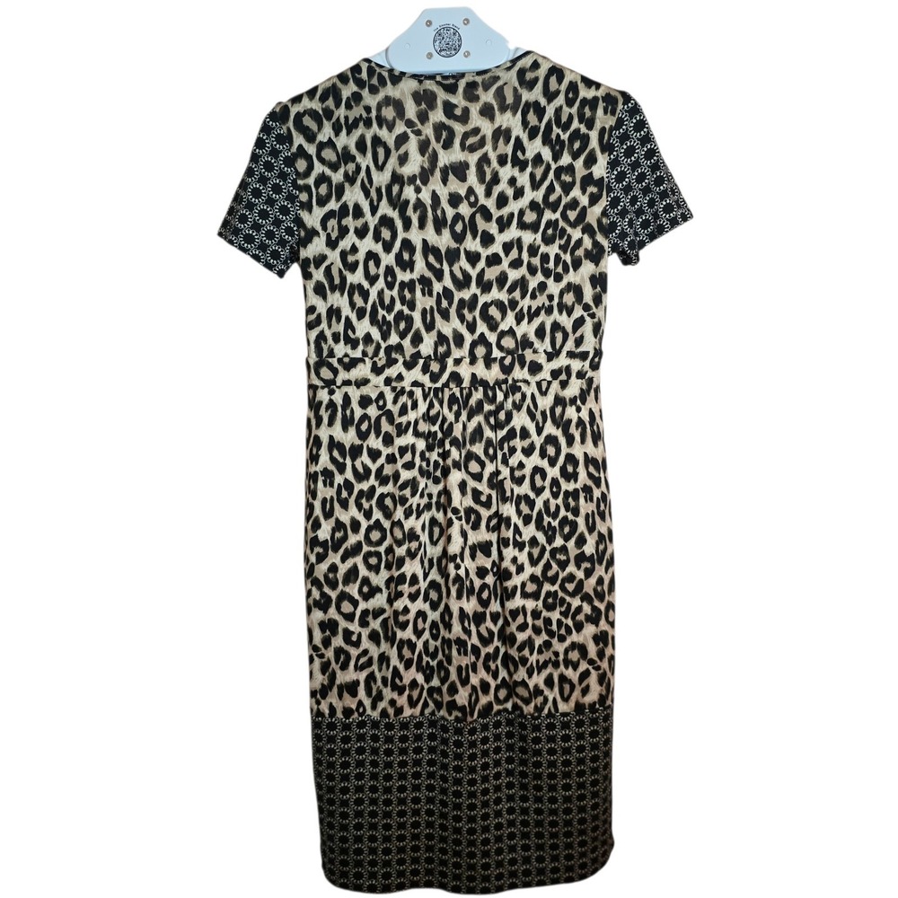 Weekend Max Mara Leopard Silk Cotton‎ Midi Dress Women Long Sleeve Daywear - Picture 3 of 7